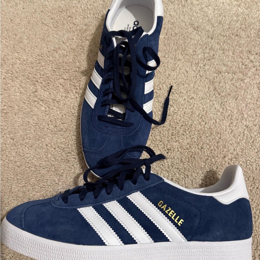 Adidas Gazelle Suede Navy and White Shoes